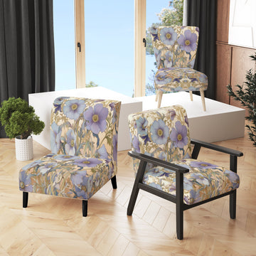 Retro Collage Blooming White Chrysanthemum - Traditional Accent Side Chair